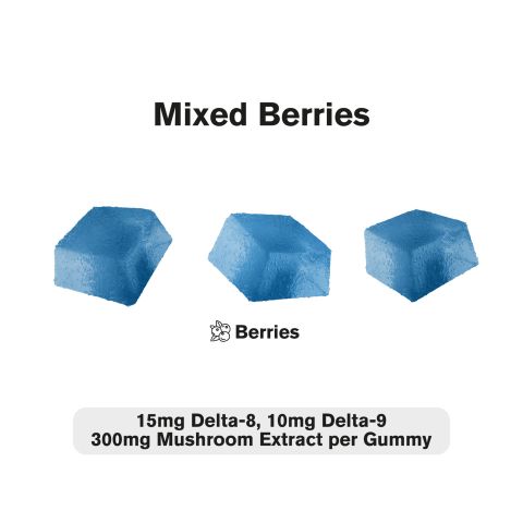 25mg D9, D8, Mushroom Gummies - Mixed Berries - D9 THC - Thumbnail 4