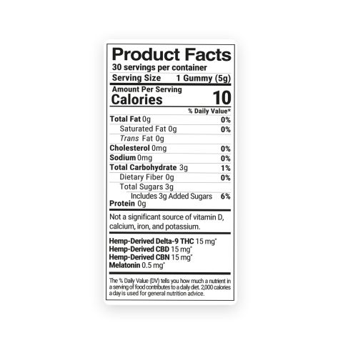 45mg Bedtime Gummies - CBD, CBN, D9 - D9 THC - Thumbnail 9