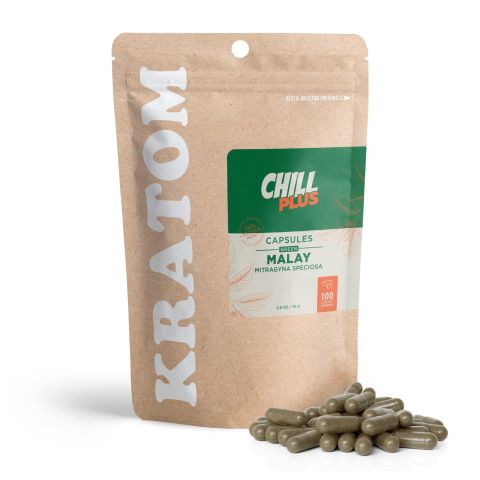 500mg Kratom Capsules - Green Malay - 100 ct - Chill Plus - Thumbnail 1