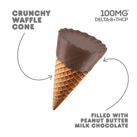 100mg Peanut Butter + Milk Chocolate Waffle Cones - D8, THCP - Chill Plus - Thumbnail 4