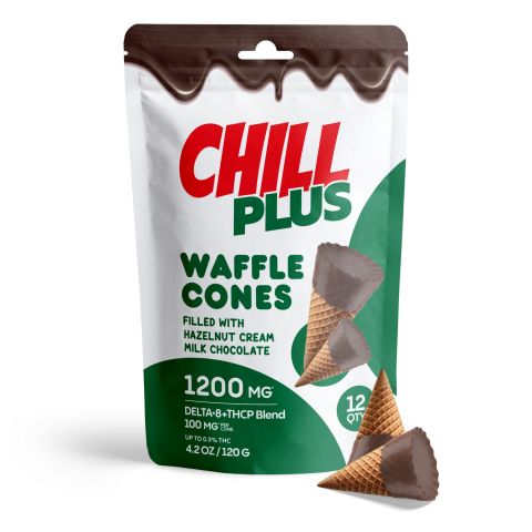 100mg Hazelnut Cream + Milk Chocolate Waffle Cones - D8, THCP, Chill Plus - Thumbnail 2