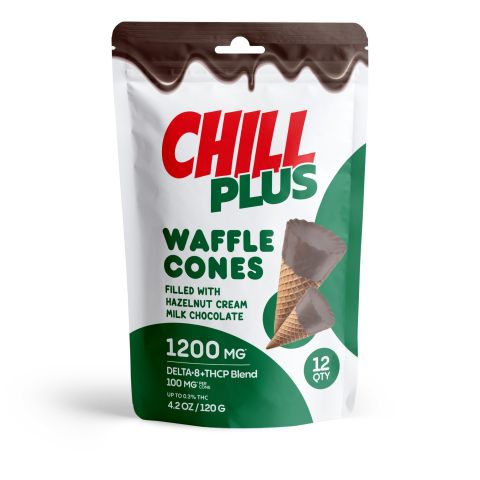 100mg Hazelnut Cream + Milk Chocolate Waffle Cones - D8, THCP, Chill Plus - Thumbnail 3