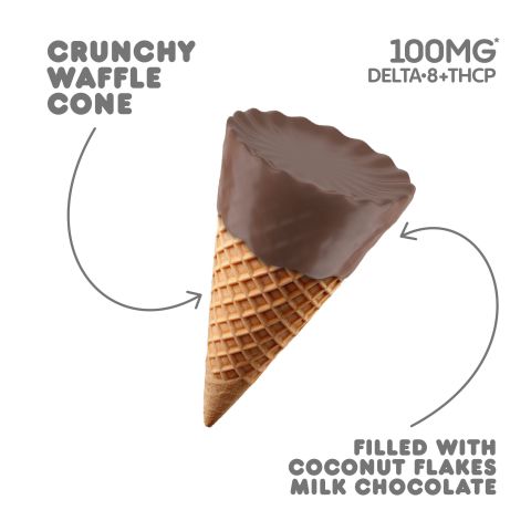100mg Coconut Flakes + Milk Chocolate Waffle Cones - D8, THCP - Chill Plus - Thumbnail 4