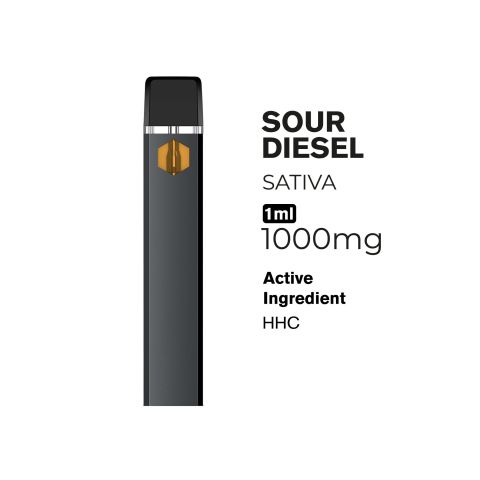 1000mg HHC Vape Pen - Sour Diesel - Sativa - 1ml - Artisan - Thumbnail 4