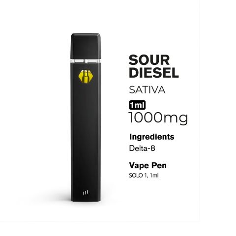1000mg D8 Vape Pen - Sour Diesel - Sativa - 1ml - Chill Plus - Thumbnail 3