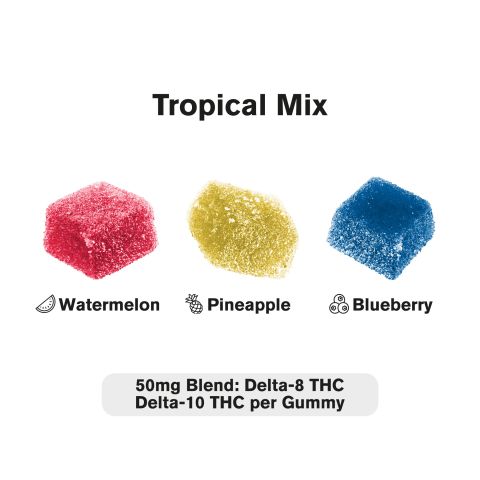 50mg D10, D8 Gummies - Tropical Mix - Hyper - Thumbnail 4