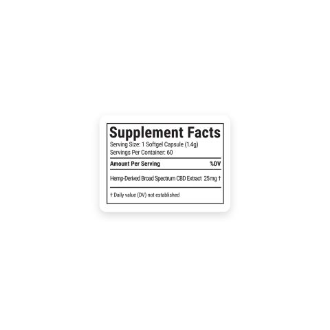 Diamond CBD Soft Gel Capsules - Broad Spectrum CBD - 60ct - 25mg each - 1,500mg total - Thumbnail 10
